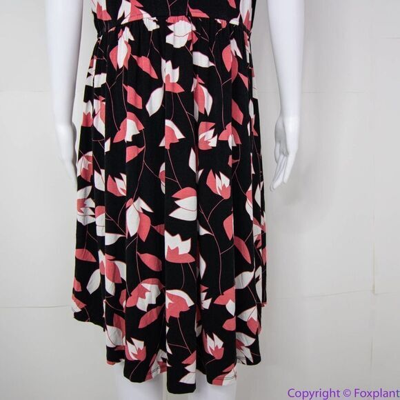 Modcloth black pink floral print short‎ sleeve dress, 1X - Picture 7 of 16